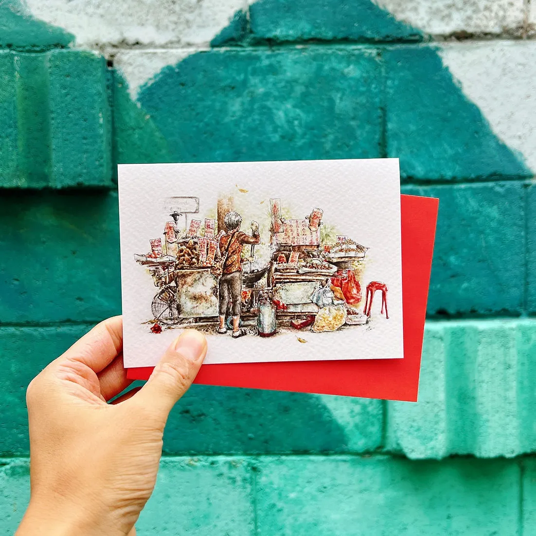 Chan's Roast Chestnut Cart Greeting Card by Alvin Lam