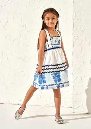 Connie Blue Print Rik Rak Sundress