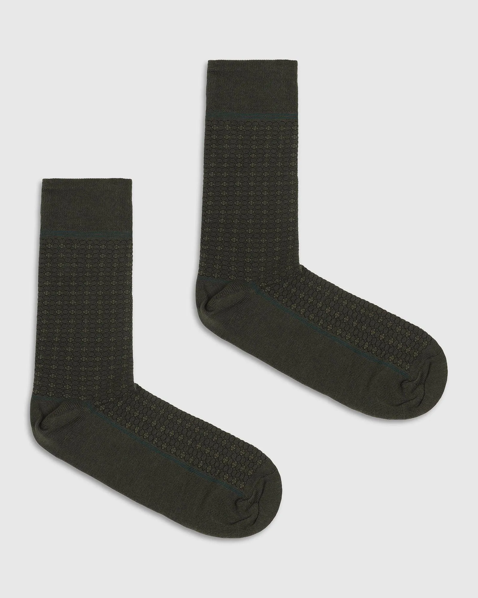 Cotton Dark Olive Textured Socks - Skull