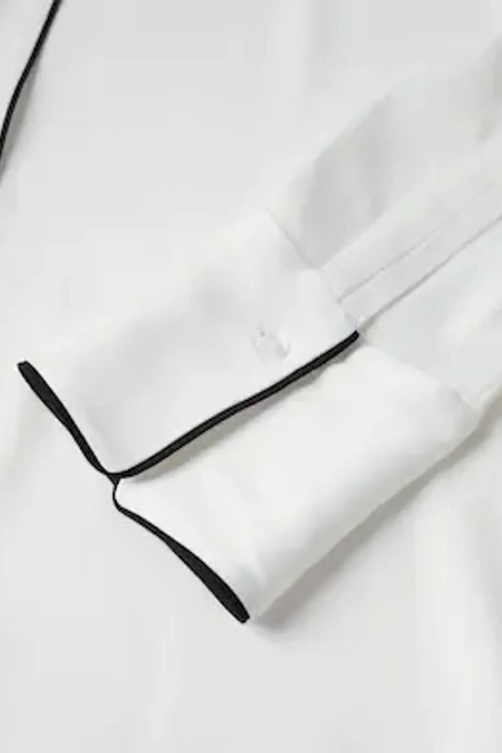 Cotton White Shirt With Black Piping