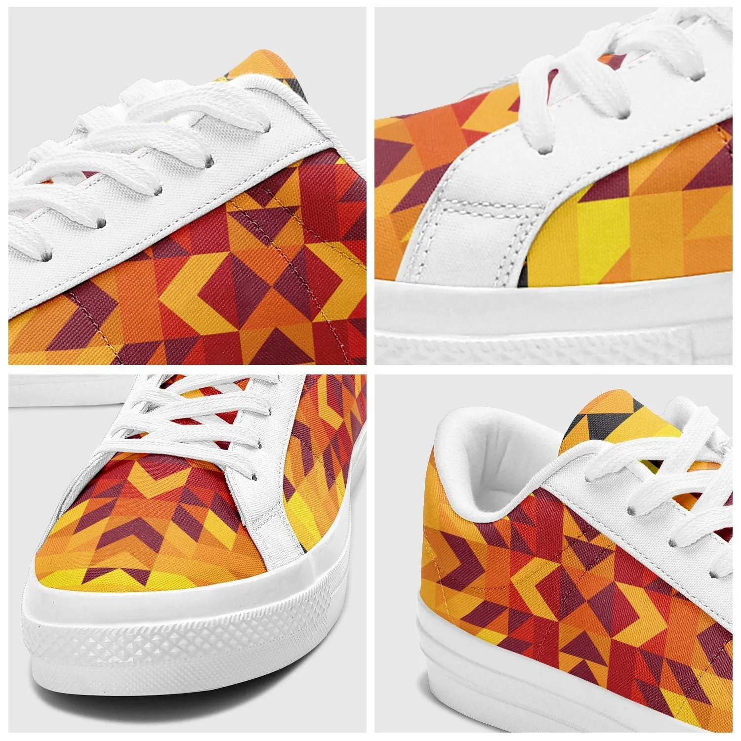 Desert Geo Yellow Red Aapisi Low Top Canvas Shoes White Sole