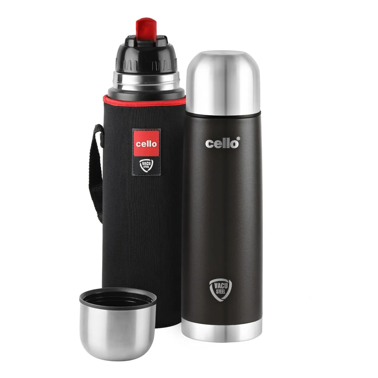 Duro Flip Flask, Vacusteel Water Bottle with Thermal Jacket, 500ml