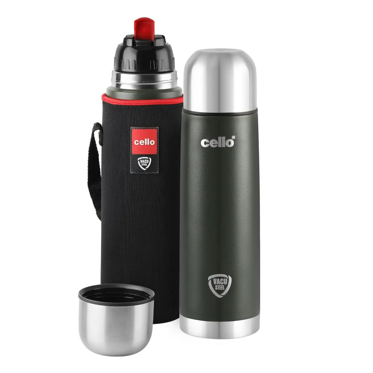 Duro Flip Flask, Vacusteel Water Bottle with Thermal Jacket