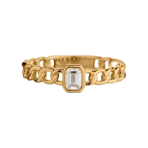 EMERALD CUT DIAMOND LINK RING