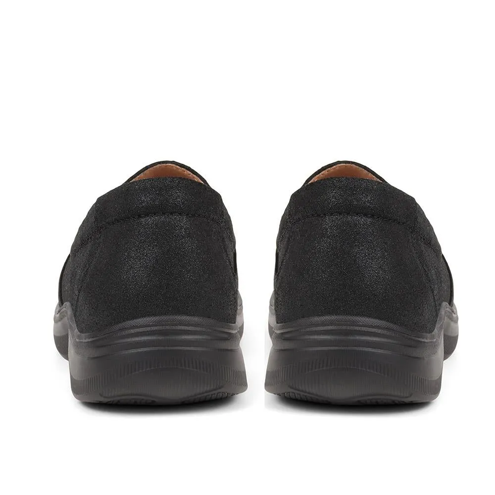 Extra Wide Fit Leather Slip-On Shoes - CORETTE / 324 048