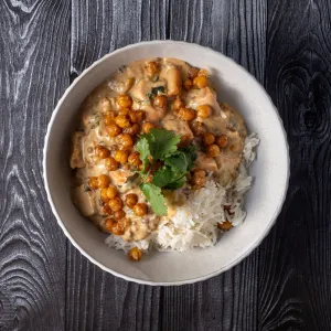 Family Kumara and Lentil Curry with Pea Rice