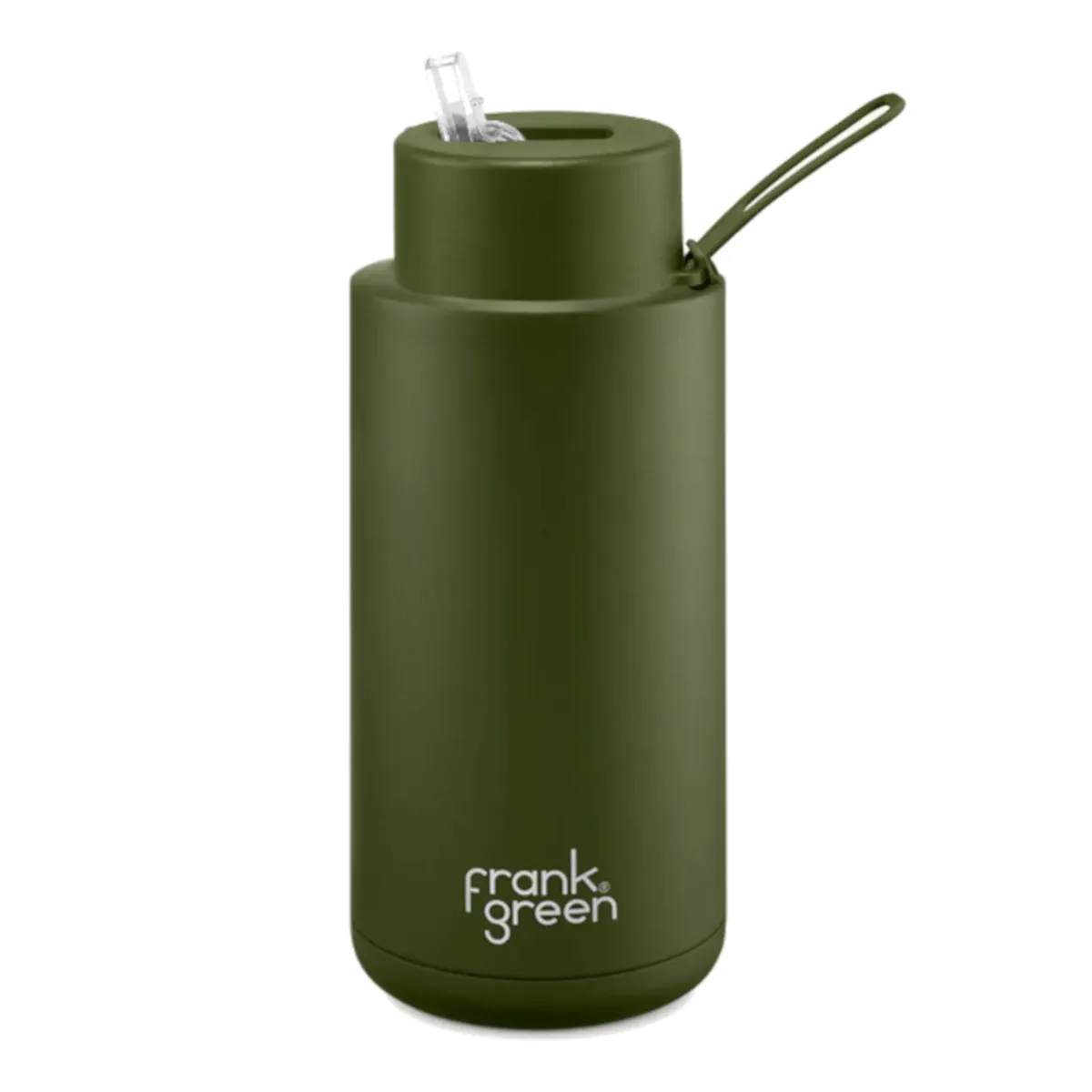 Frank Green Reusable Ceramic Bottle with Straw Lid Khaki 1L