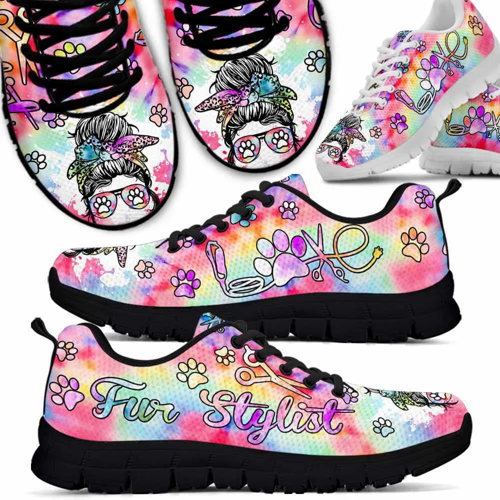 Fur Stylist Tie Dye Love Heart Sneakers Shoes, Dog Print Shoes, Best Running Shoes, Unique Gifts For Dog Lovers