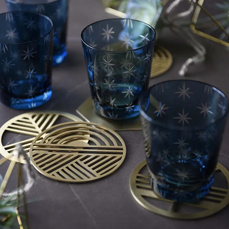 Geometric Brass Coasters - Set of 5