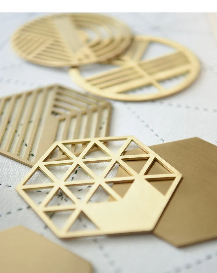 Geometric Brass Coasters - Set of 5