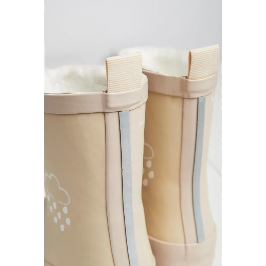 Grass & Air: Stone Colour-Changing Kids Wellies with Teddy Fleece Lining