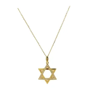 HALF DIAMOND & HALF GOLD STAR OF STAVID NECKLACE