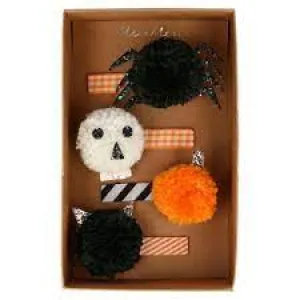 Halloween Pompom Hair Clips (x 4)