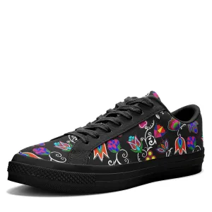 Indigenous Paisley Black Aapisi Low Top Canvas Shoes Black Sole