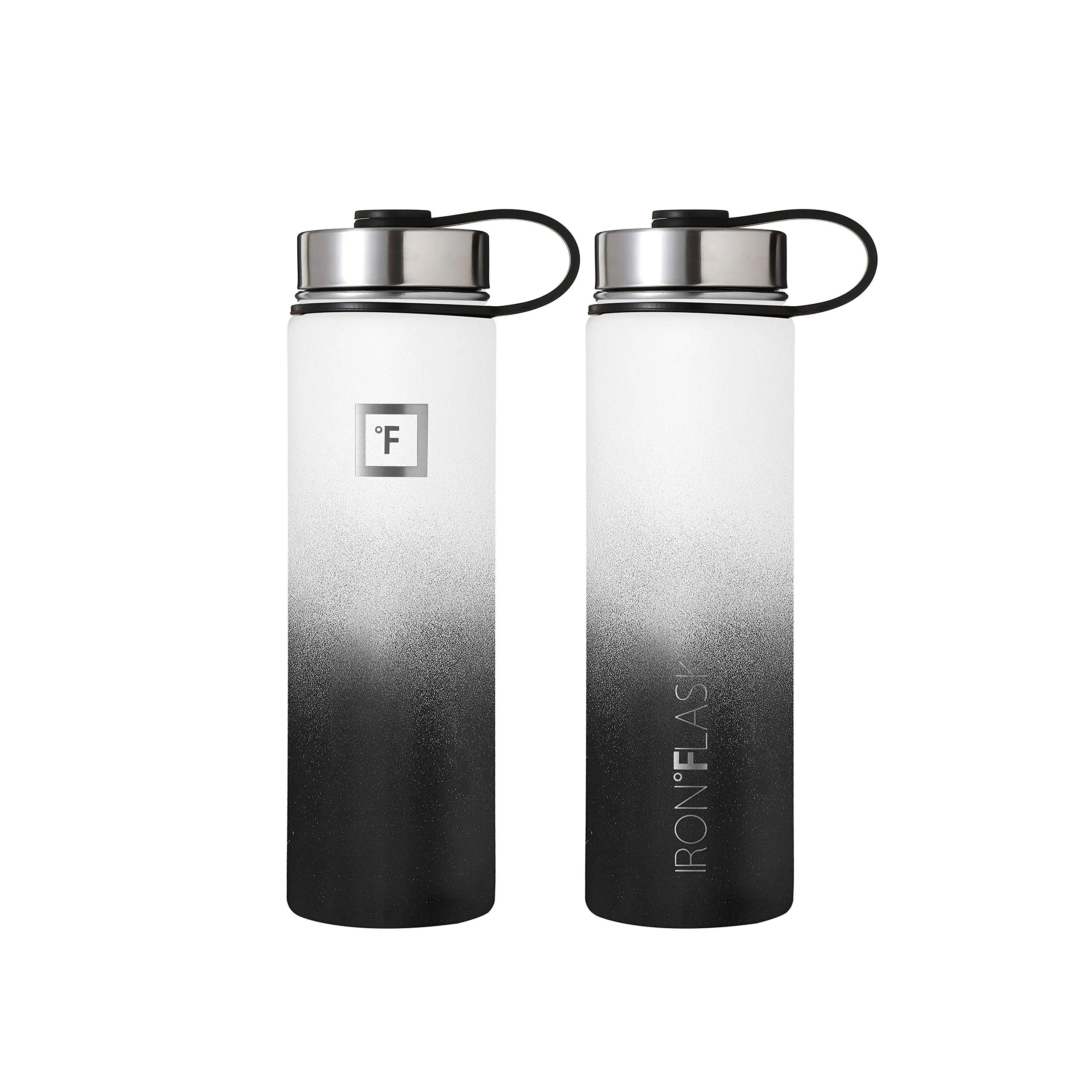 IRON °FLASK Camping & Hiking Hydration Flask with 3 Lids - Stainless Steel, Double Walled & Vacuum Insulated Water Bottle - Leak Proof & BPA Free (Day & Night, Straw - 22 oz)