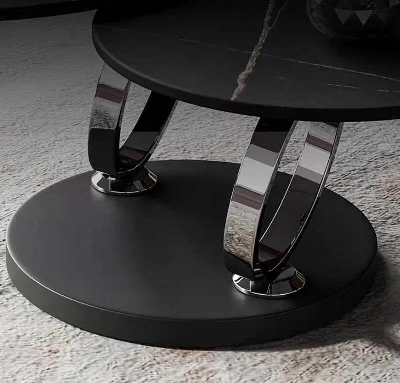 Italian Modern Two-layer Coffee Side Table with Marble Top