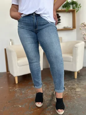 Judy Blue Cuffed Hem Low Waist Slim Jeans [Online Exclusive]