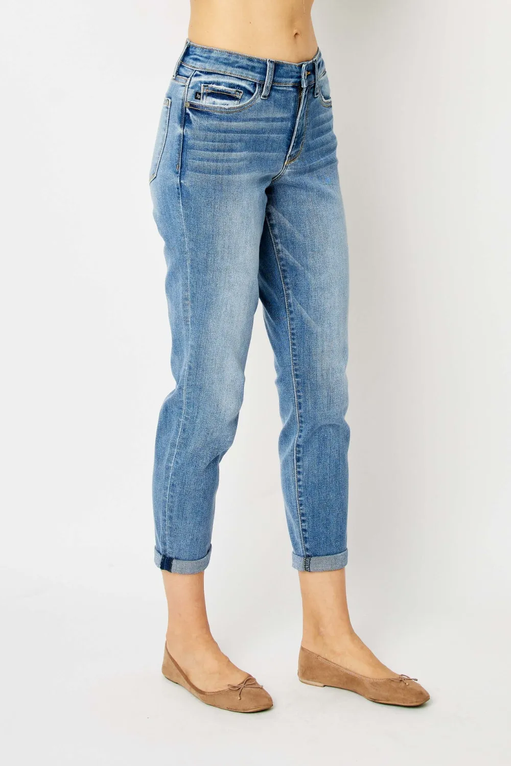 Judy Blue Cuffed Hem Low Waist Slim Jeans [Online Exclusive]