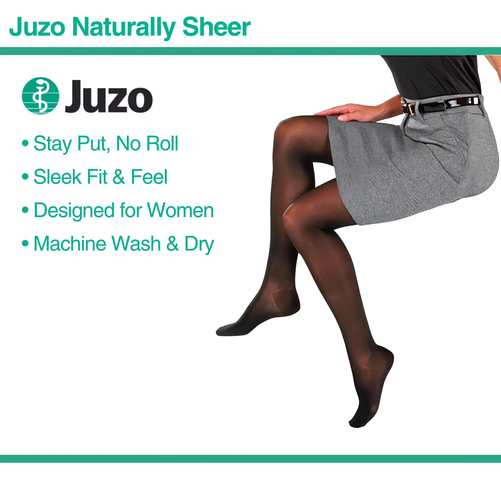 Juzo Naturally Sheer Compression Stockings, 15-20 mmHg, Knee High, Open Toe