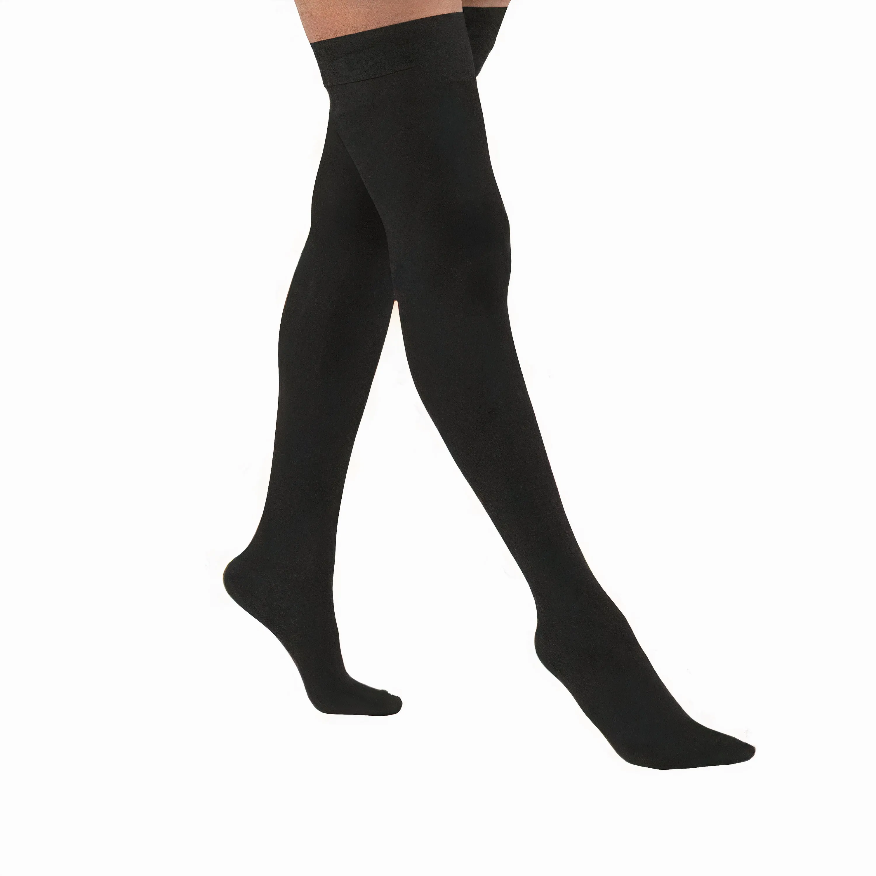 Juzo Naturally Sheer Compression Stockings, 15-20 mmHg, Microdot Silicone Band, Thigh High, Closed Toe