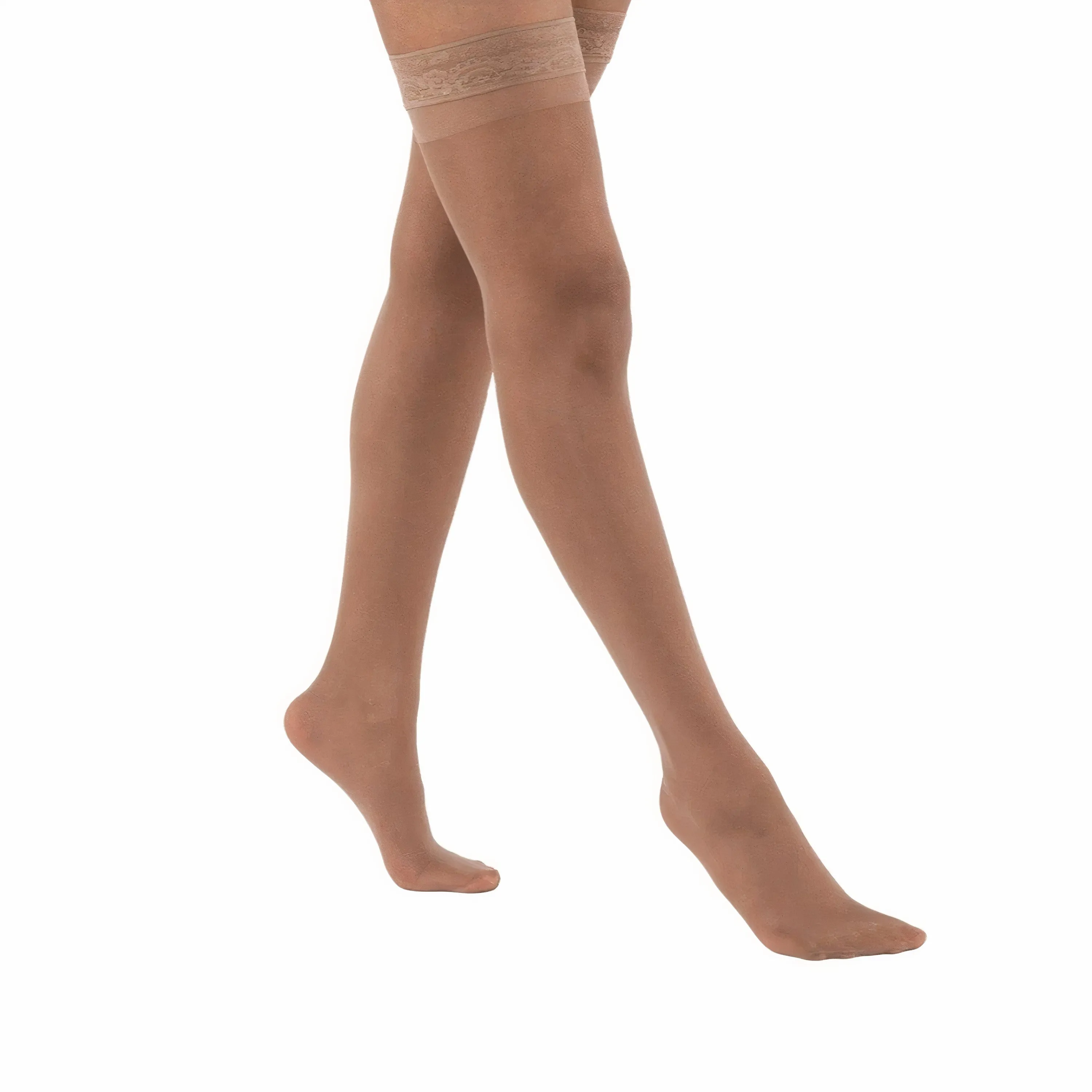 Juzo Naturally Sheer Compression Stockings, 30-40 mmHg, Microdot Silicone Band, Thigh High, Closed Toe