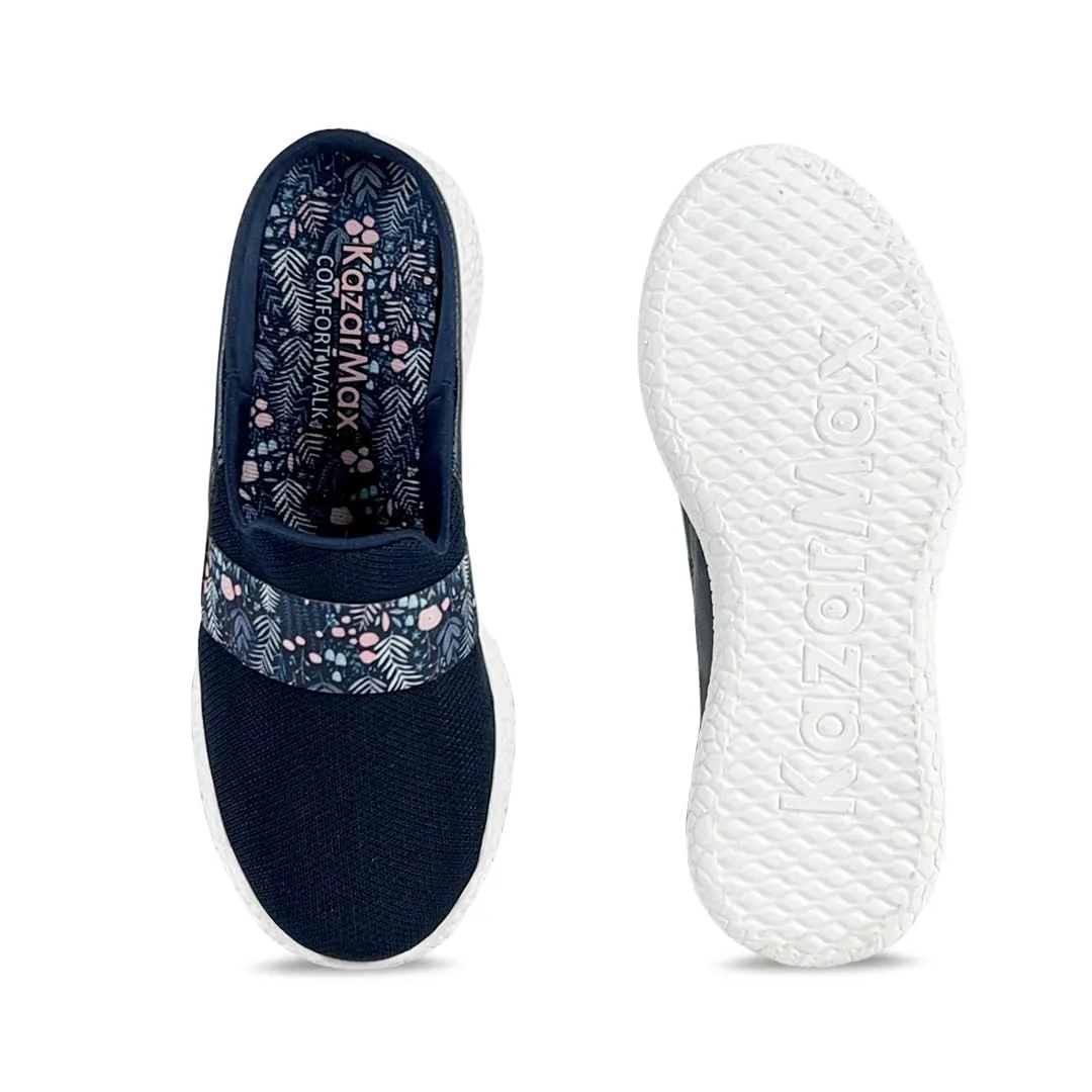 KazarMax Women Navy Floral Print Clogs | Mules -8 UK