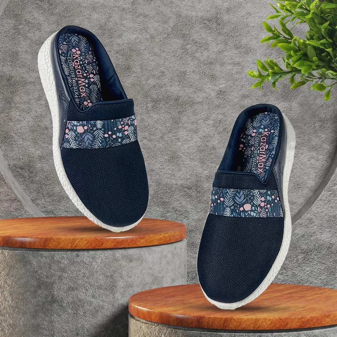 KazarMax Women Navy Floral Print Clogs | Mules -8 UK