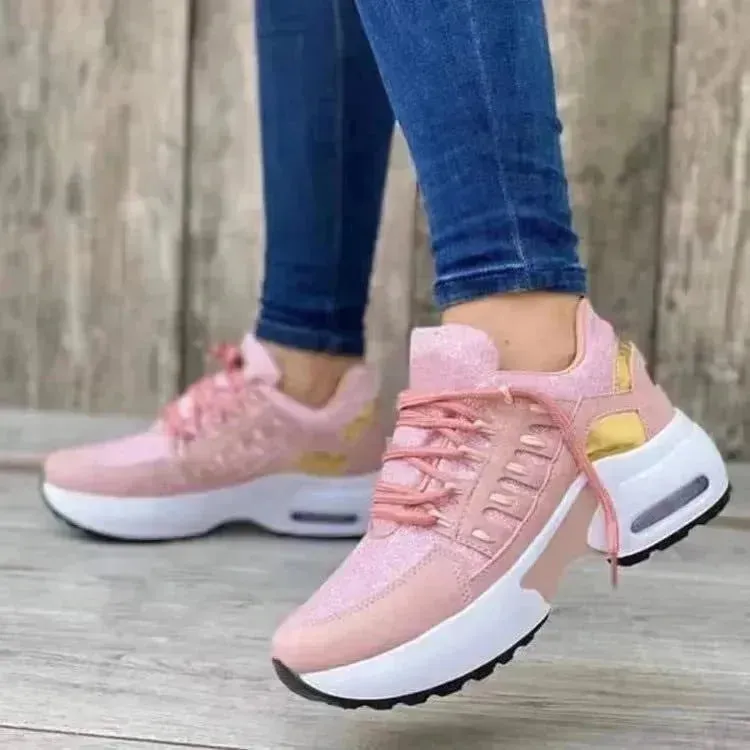 Lace Up Sneakers Women Wedge Heel Running Sports Sneakers Shoes for Women.