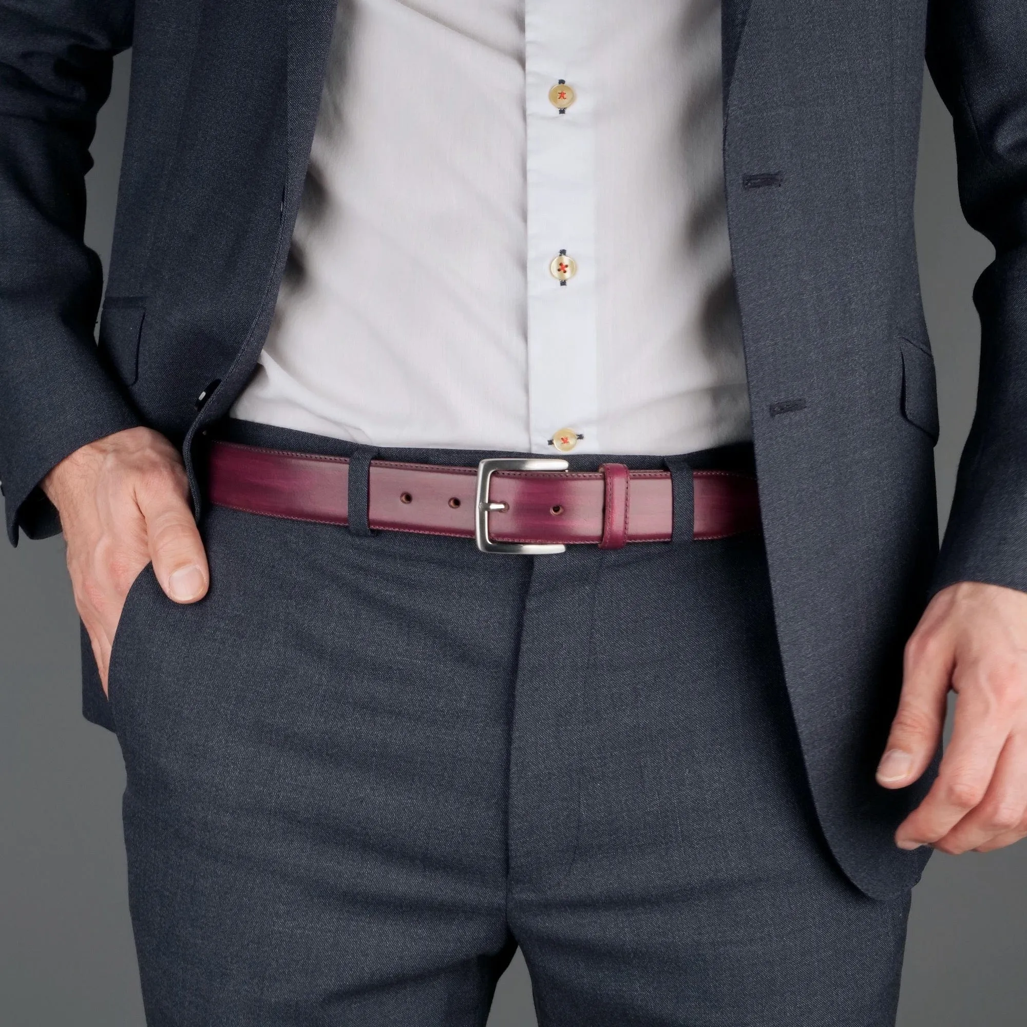 Leather Belt Plum