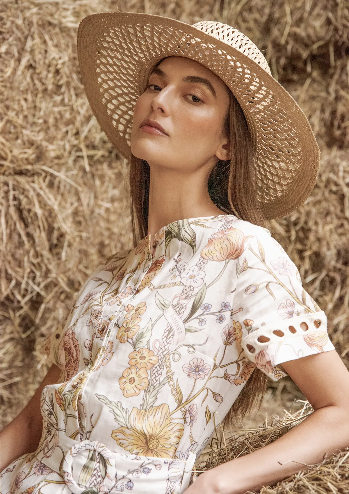 Marigold Linen Dress | Botany Print Cream