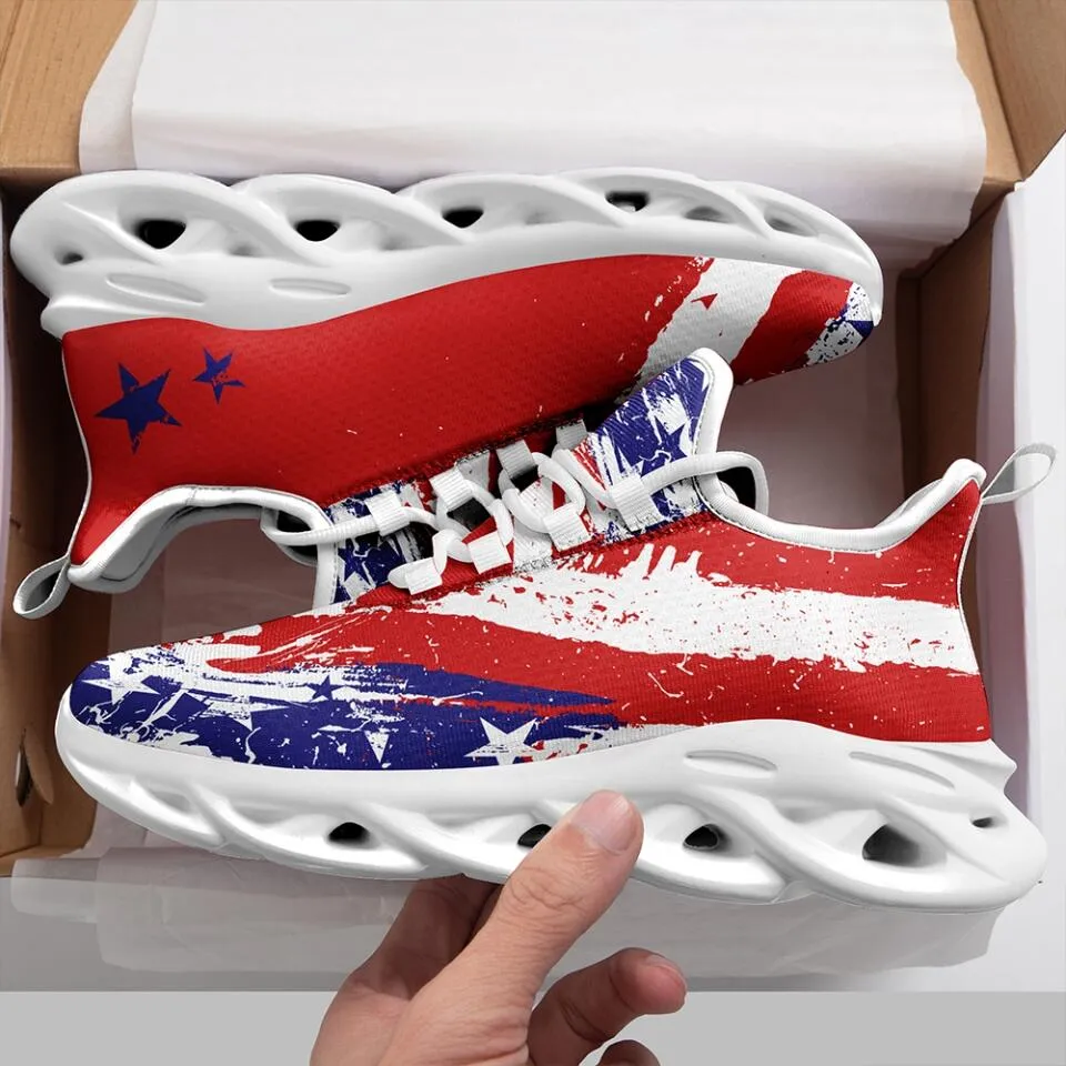 MaxSoul-B03001 Custom Max Soul American Flag, USA Flag Sneakers Max Soul, Shoes, Printed Shoes