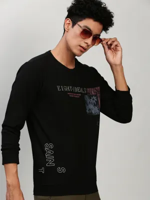 Men Black Graphics Casual Sweatshirts