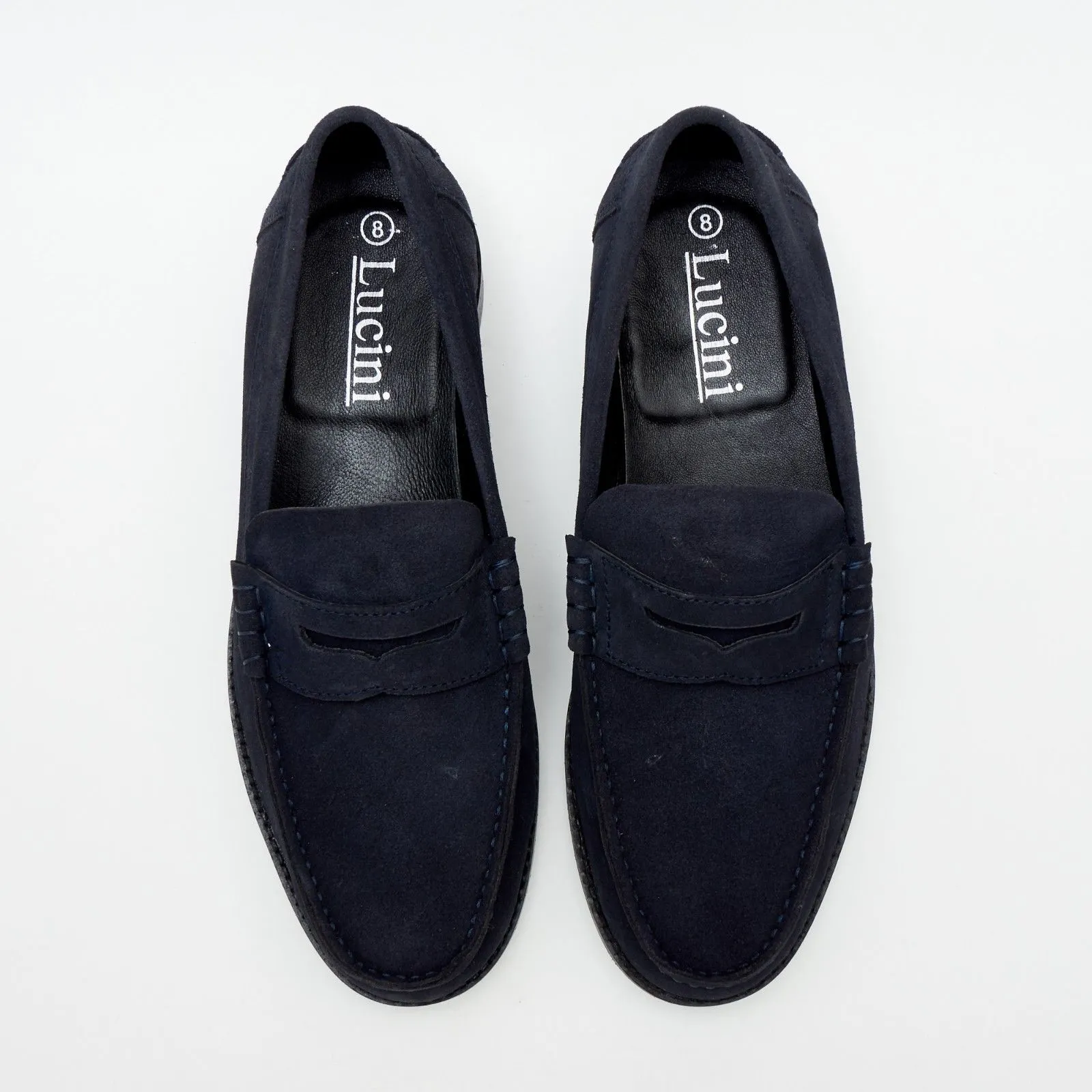 Mens Suede Casual Slip On Shoes - 17925_Navyblue Suede