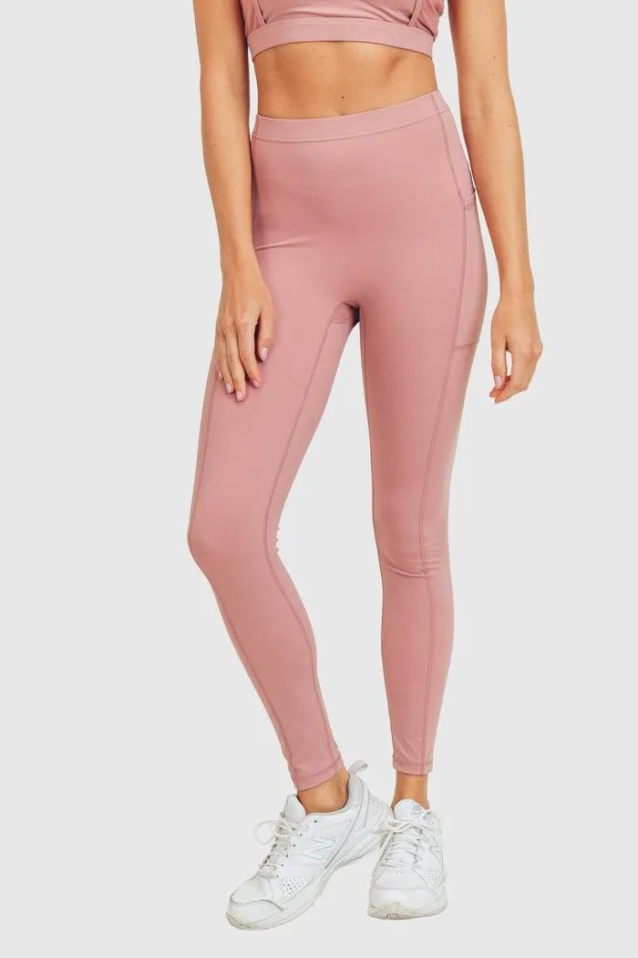 Mono B Green No Front Seam Swoop Legging - Ash Rose