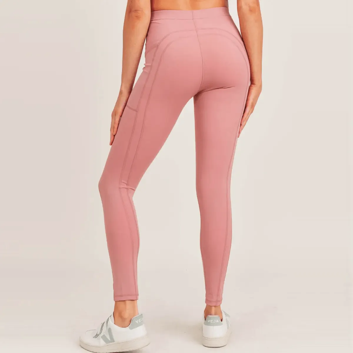 Mono B Green No Front Seam Swoop Legging - Ash Rose