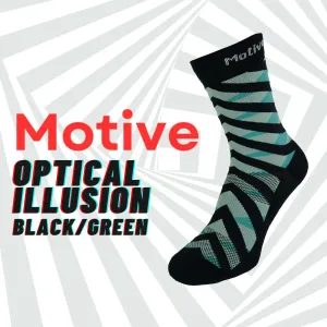 Motive Sock Sport Performance Illusion Crew - Black/Green