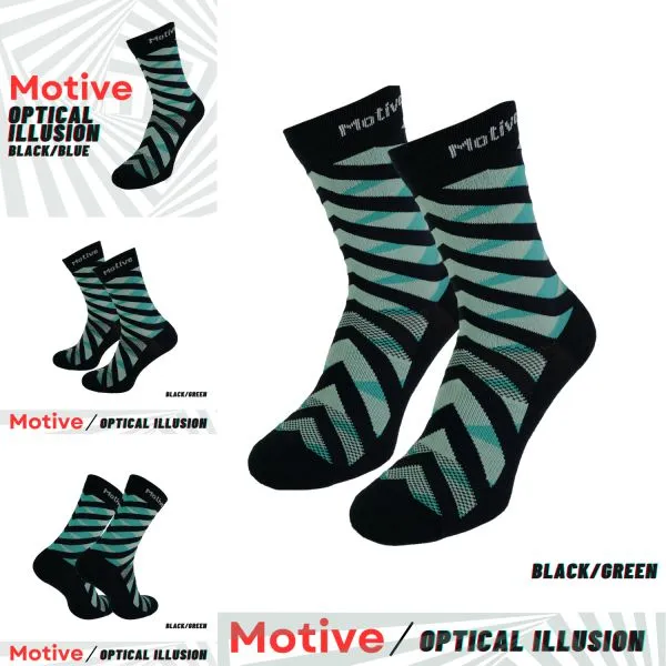 Motive Sock Sport Performance Illusion Crew - Black/Green