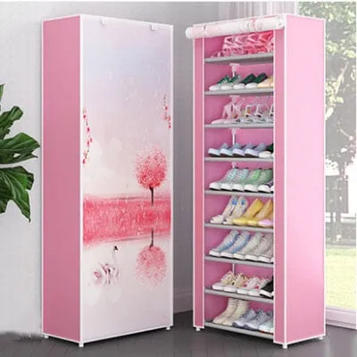 Multi-layer Dust-proof Shoe Cabinet Folding Non-woven Cloth Shoe Storage Stand Holder DIY Assembly Shoe Organizer Rack