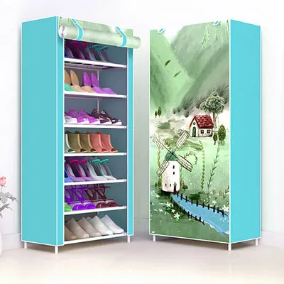 Multi-layer Dust-proof Shoe Cabinet Folding Non-woven Cloth Shoe Storage Stand Holder DIY Assembly Shoe Organizer Rack