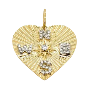 NORTH EAST SOUTH WEST DIAMOND HEART CHARM