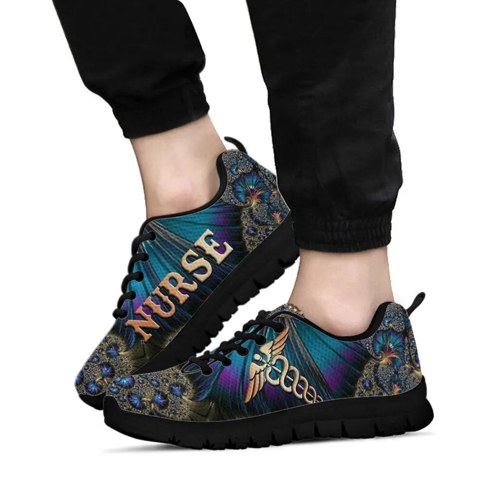 Nurse Sneaker, Nurse Fractal Art Sneaker Shoes, Best Shoes For Nurses