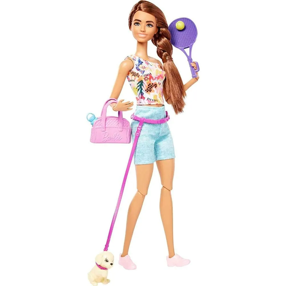 Original 9 in 1 Brunette Posable Workout Doll with Puppy and Accessories