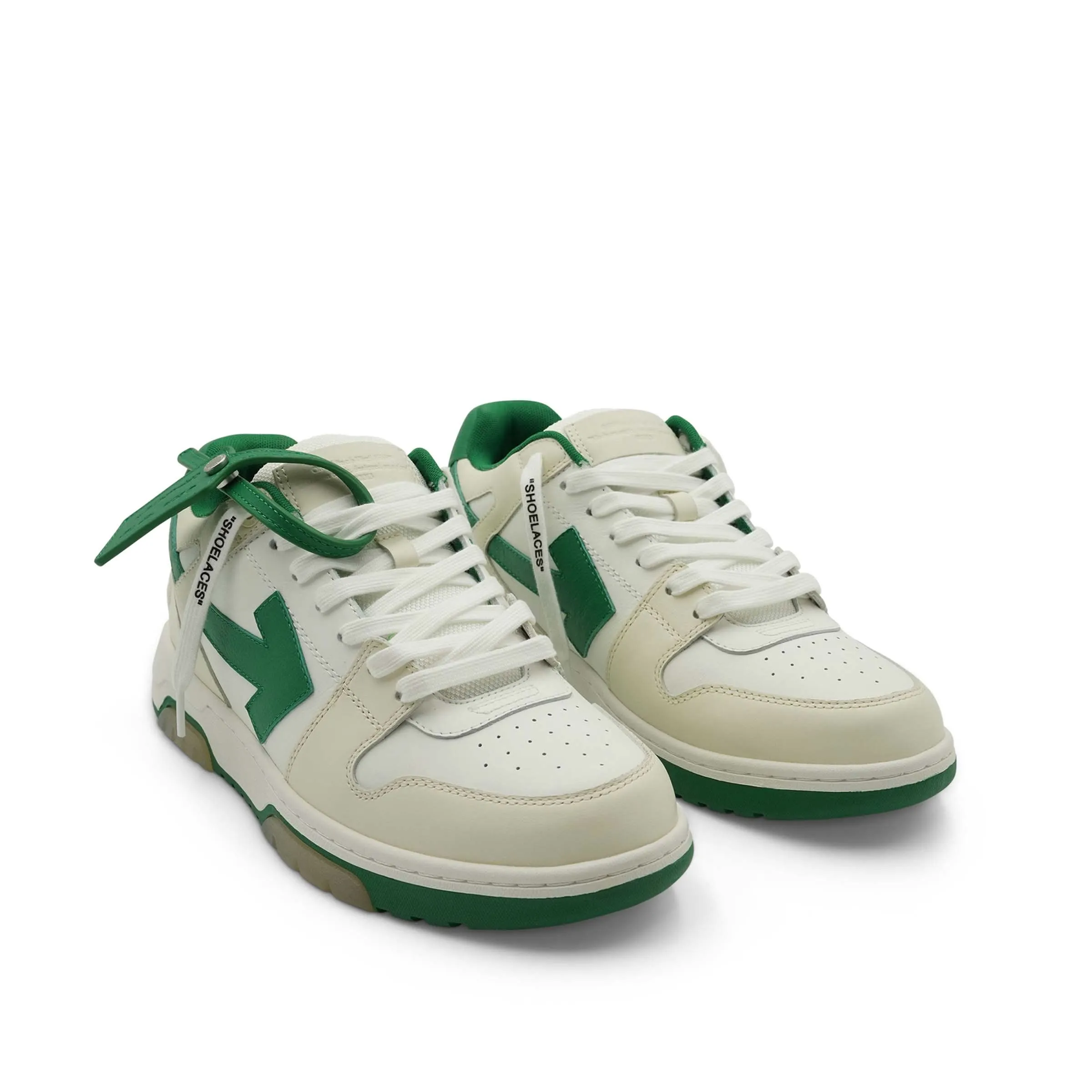 Out Of Office Calf Leather Sneaker in Pristine/Green