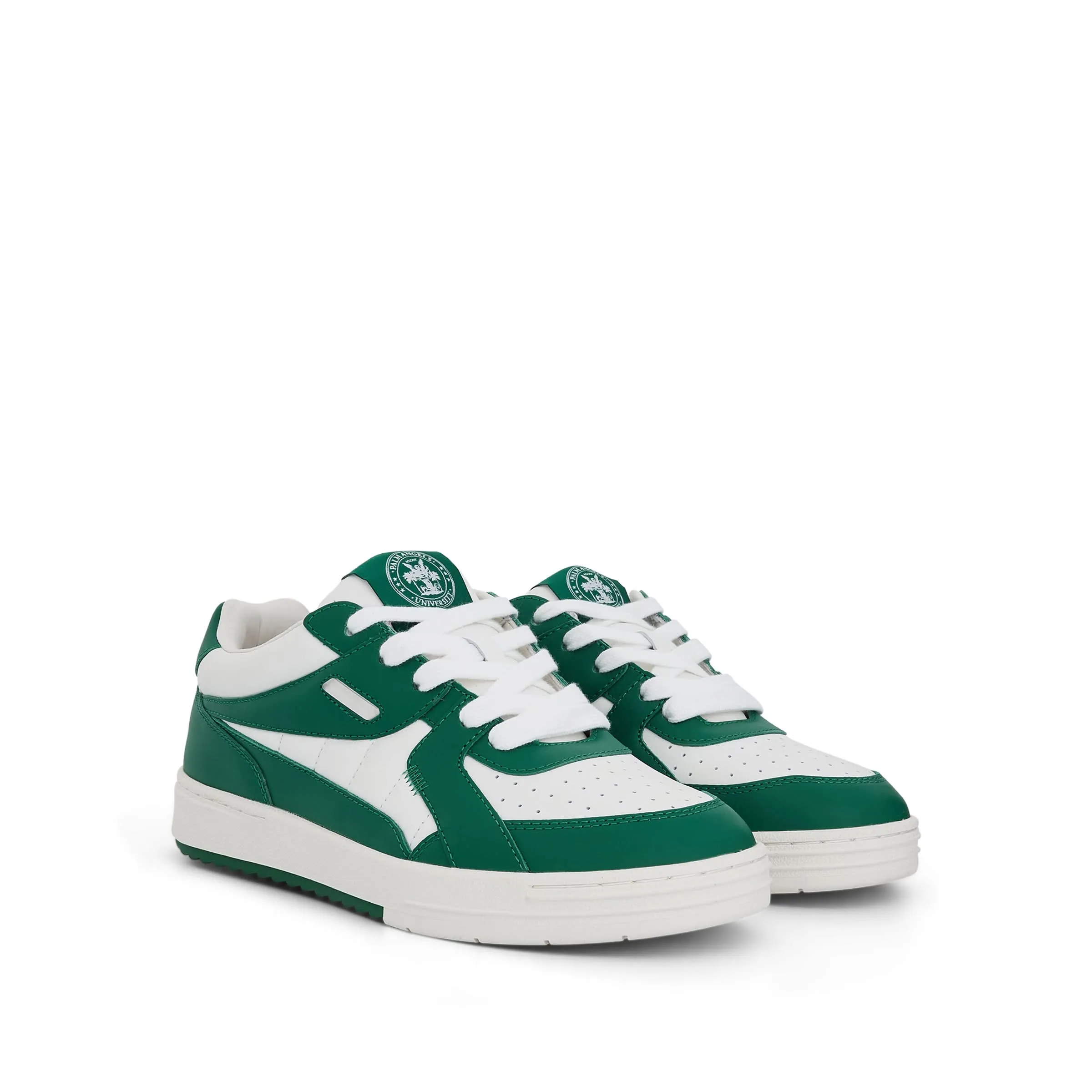 Palm University Lace-up Sneaker in White/Green