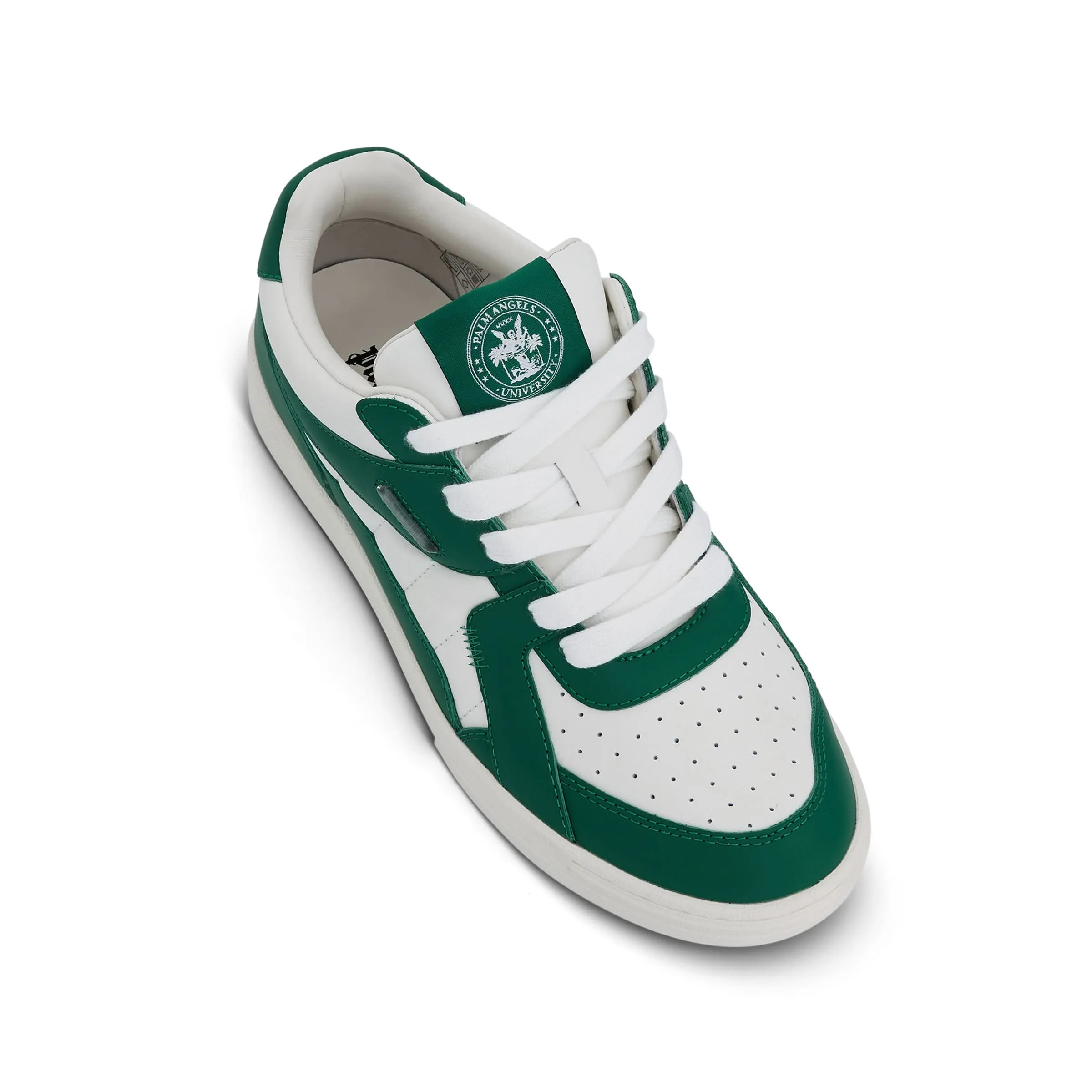 Palm University Lace-up Sneaker in White/Green