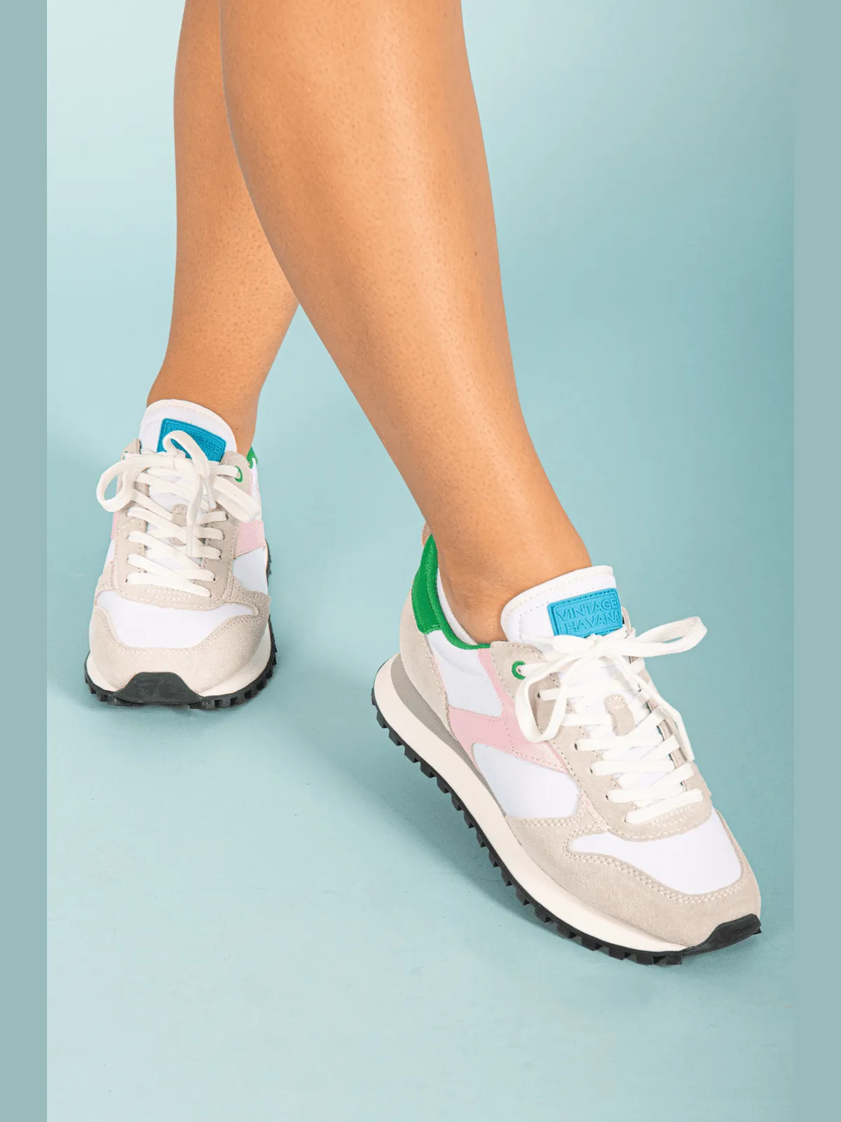 Pink Green & White Running Sneaker