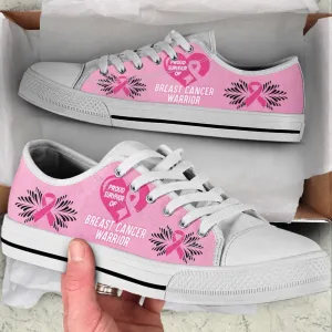 Proud Survivor of Breast Cancer Warrior Low Top Canvas Shoes, Best Canvas Shoes, Low Top Sneaker