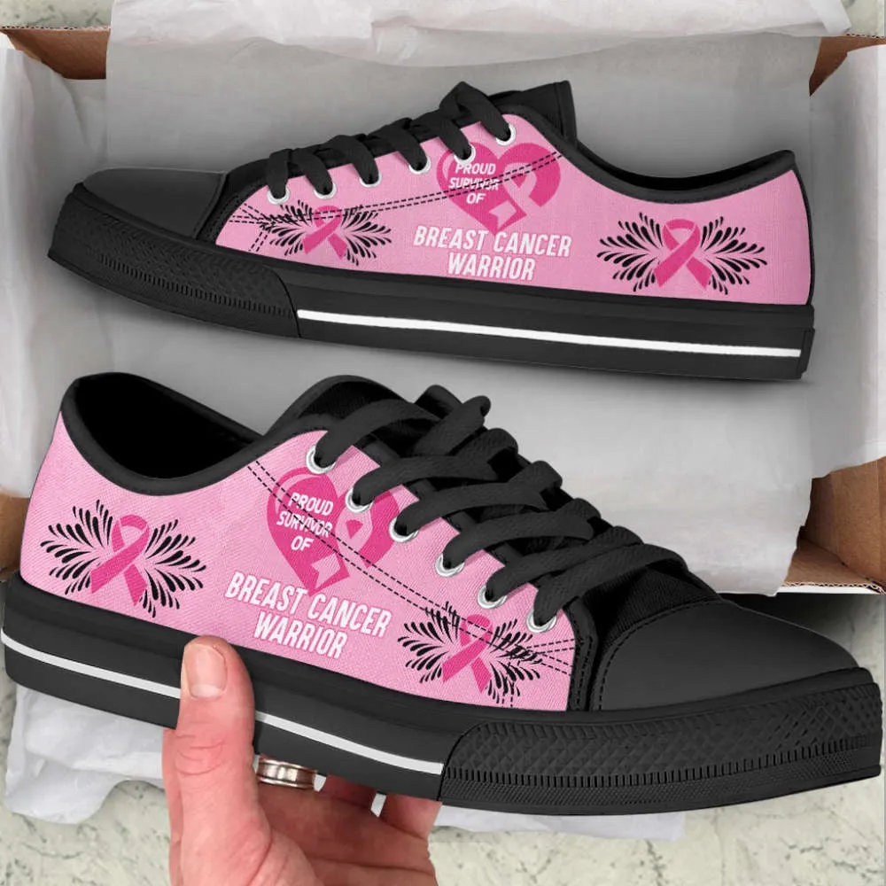 Proud Survivor of Breast Cancer Warrior Low Top Canvas Shoes, Best Canvas Shoes, Low Top Sneaker