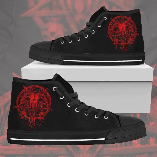 Red Brutal Baphomet Ladies High Tops