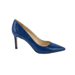 Roberto Festa Blue Embossed Leather Pointed Toe Heels